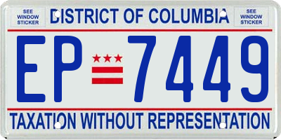DC license plate EP7449