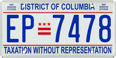 DC license plate EP7478