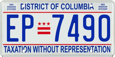 DC license plate EP7490