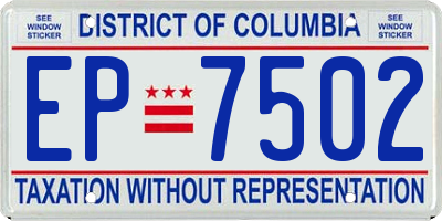 DC license plate EP7502