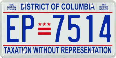 DC license plate EP7514