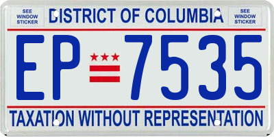 DC license plate EP7535