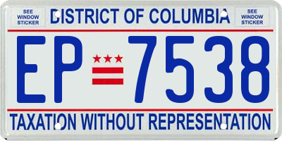 DC license plate EP7538