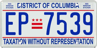 DC license plate EP7539