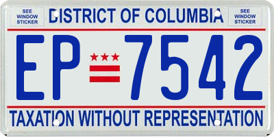 DC license plate EP7542