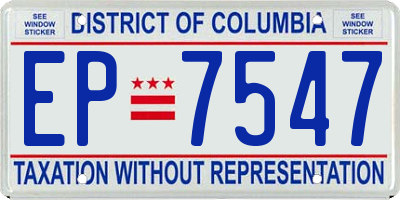 DC license plate EP7547