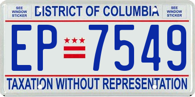 DC license plate EP7549