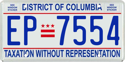 DC license plate EP7554