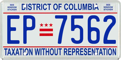 DC license plate EP7562