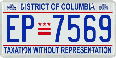 DC license plate EP7569