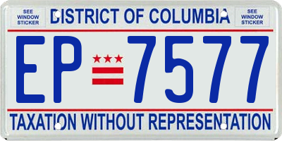 DC license plate EP7577