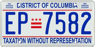 DC license plate EP7582
