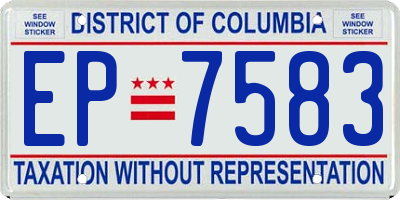 DC license plate EP7583