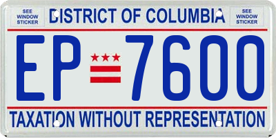 DC license plate EP7600