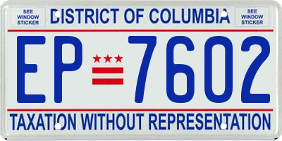 DC license plate EP7602