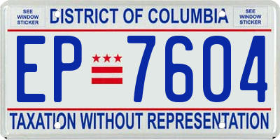 DC license plate EP7604