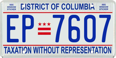 DC license plate EP7607