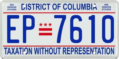 DC license plate EP7610