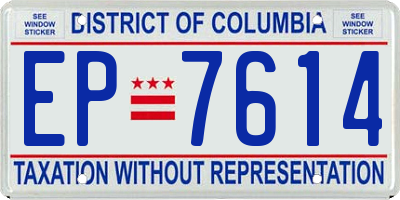 DC license plate EP7614