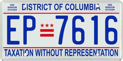 DC license plate EP7616