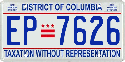 DC license plate EP7626