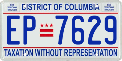 DC license plate EP7629