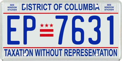 DC license plate EP7631