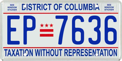 DC license plate EP7636