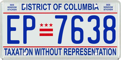 DC license plate EP7638