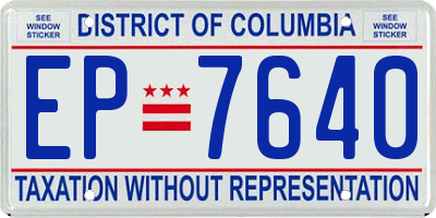 DC license plate EP7640