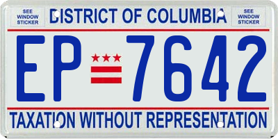 DC license plate EP7642