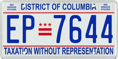 DC license plate EP7644