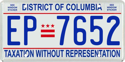 DC license plate EP7652