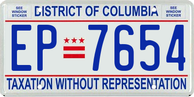 DC license plate EP7654