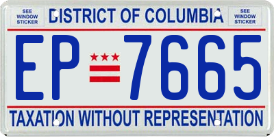 DC license plate EP7665