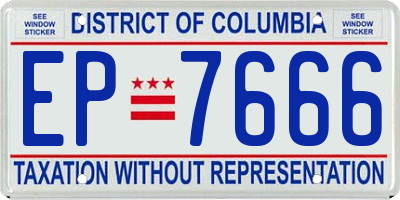 DC license plate EP7666