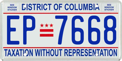 DC license plate EP7668
