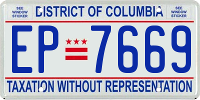 DC license plate EP7669