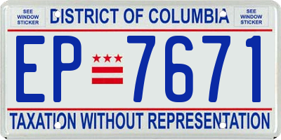 DC license plate EP7671