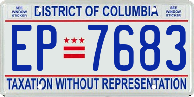 DC license plate EP7683