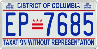 DC license plate EP7685