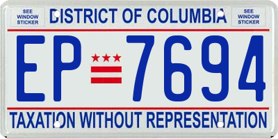 DC license plate EP7694