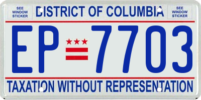 DC license plate EP7703