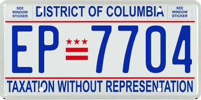 DC license plate EP7704