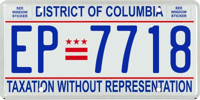 DC license plate EP7718