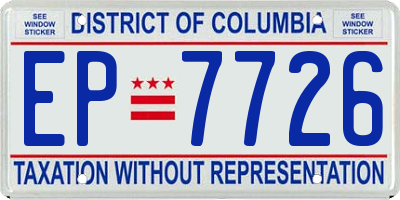 DC license plate EP7726