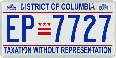 DC license plate EP7727