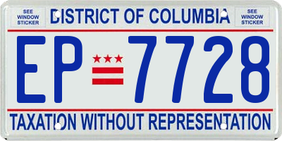 DC license plate EP7728
