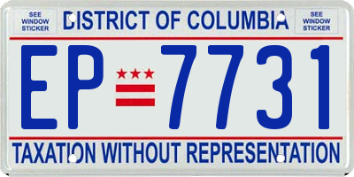 DC license plate EP7731