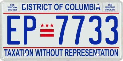 DC license plate EP7733